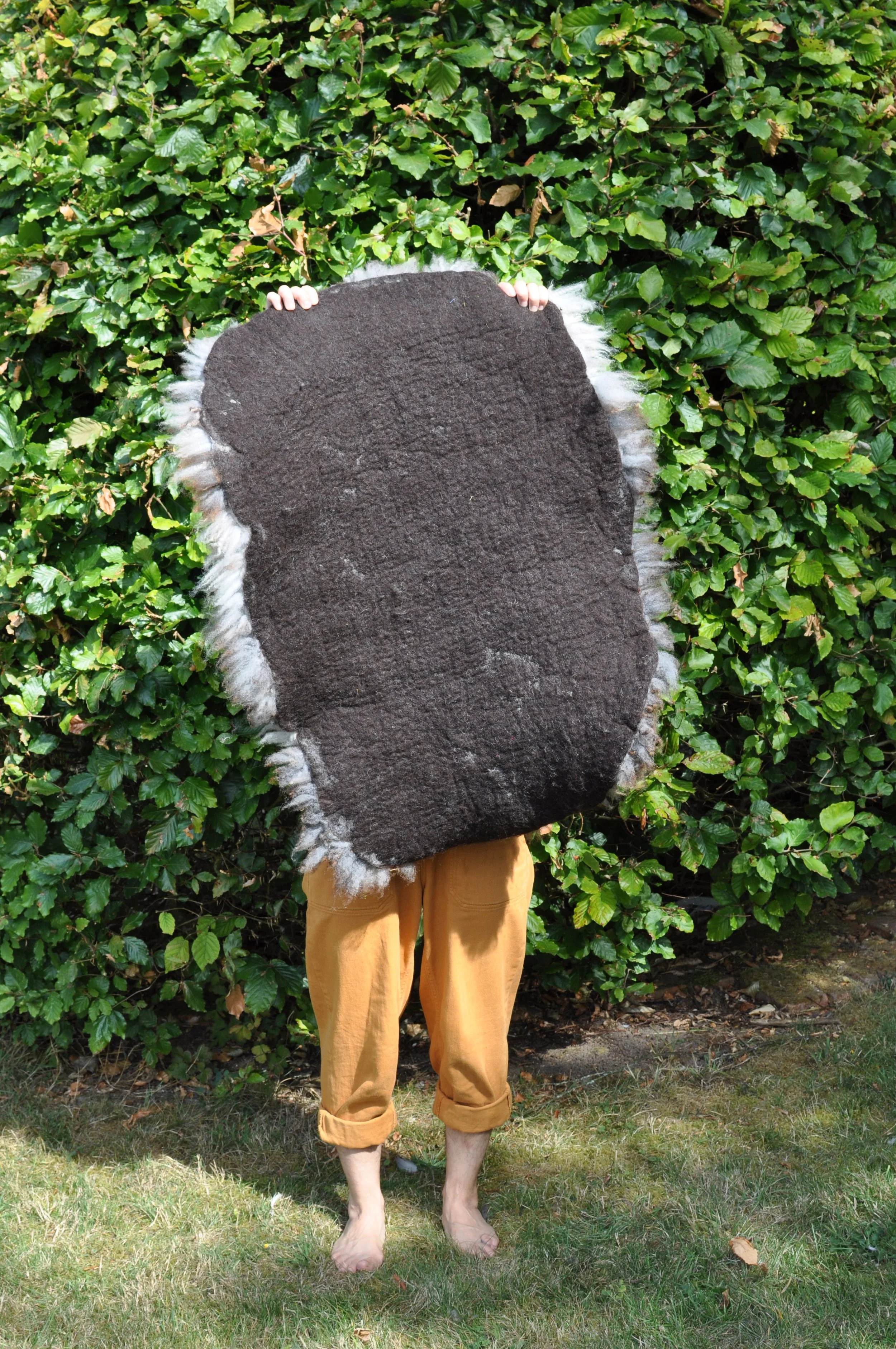 The Felted side of a sheepskin rug