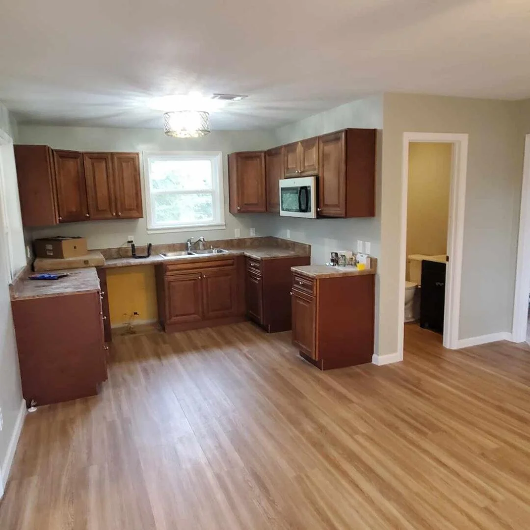 Finished residential kitchen renovation completed by Tindall Construction.