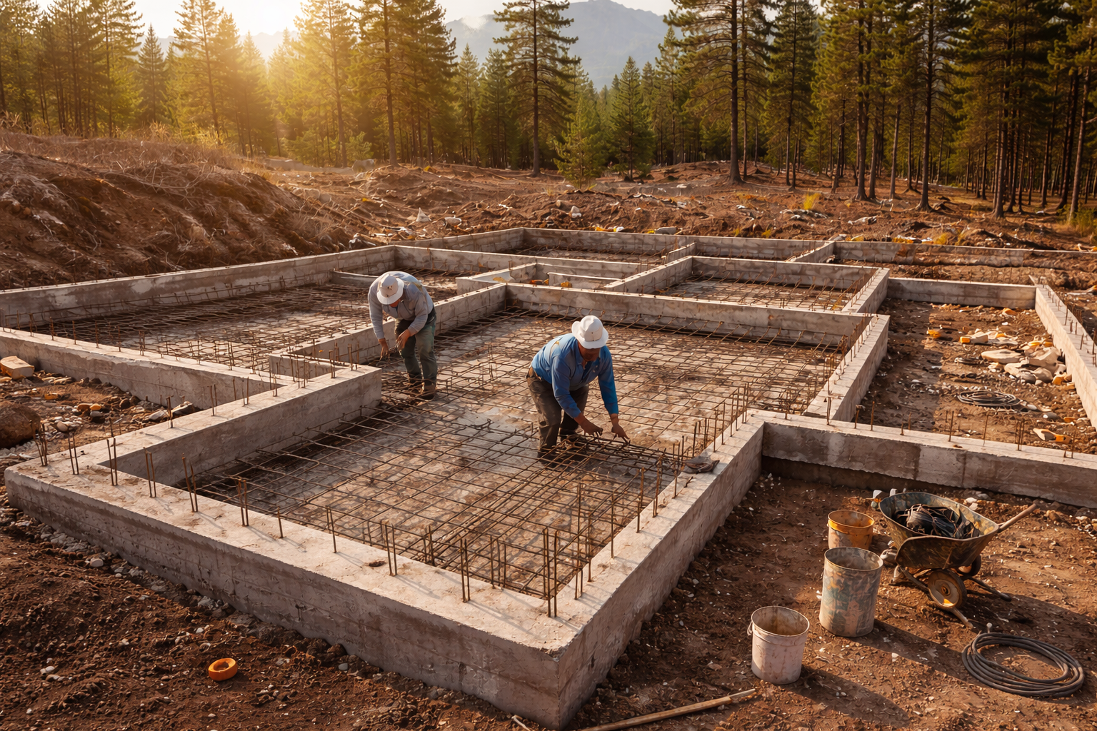 A house by a body of water with trees in the background, ducks swimming, and a grassy area in the foreground.