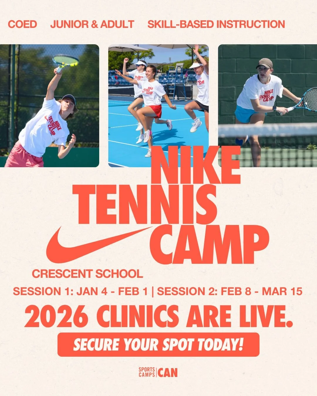 Join our 5 week indoor clinic this winter and improve your game indoors, our coaching staff are CP1 and 2 certified, have tremendous playing experience at high levels and are now here to help you learn new skills, meet new tennis players and have fun