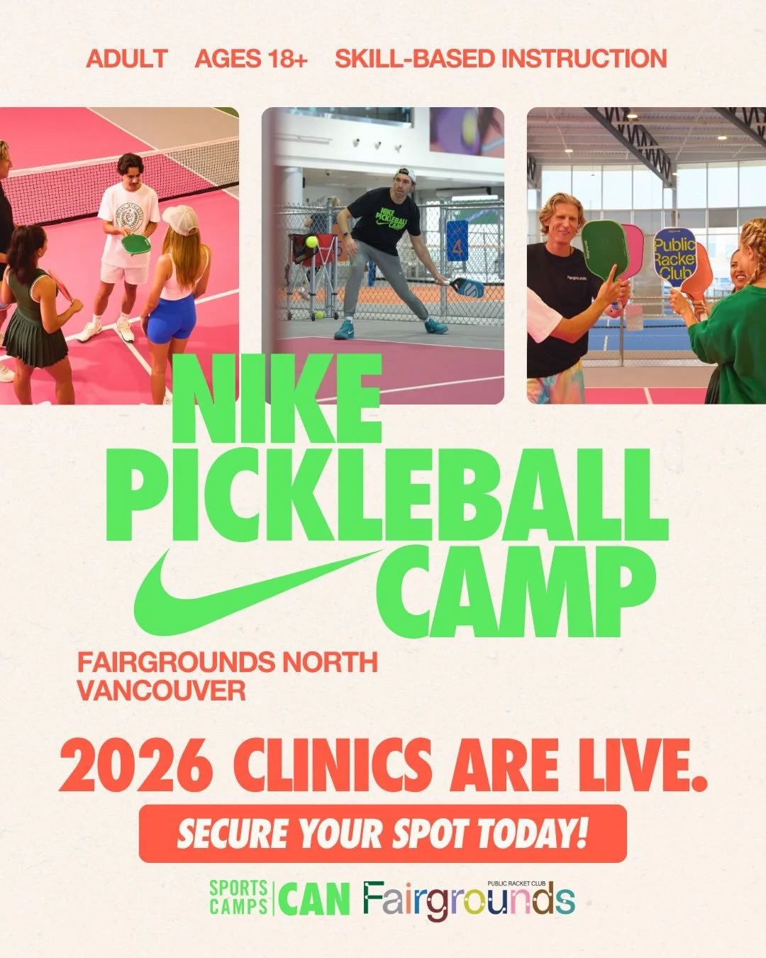 2026 is already serving up something huge! 💥

We&rsquo;re teaming up with @nikesportscampcanada to bring you PICKLEBALL CAMPS across the country 🇨🇦

Starting January 11th, we&rsquo;re bringing the heat to Capilano, a total of 5️⃣ epic weeks of tra