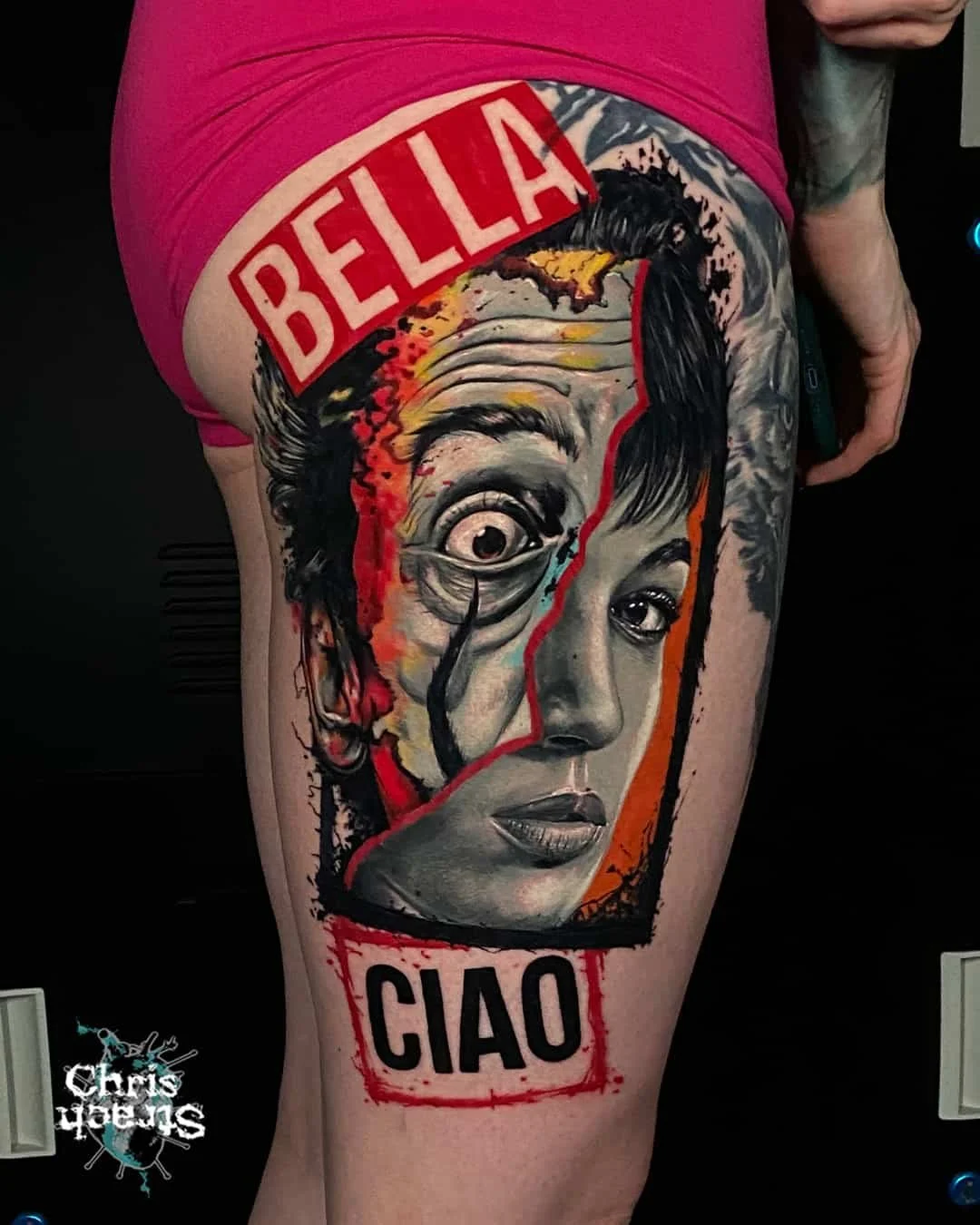 avant-garde-salvador-dali-money-heist-colour-tattoo-realistic-chris-Strach-forbidden-arts-tattoo-york.jpg