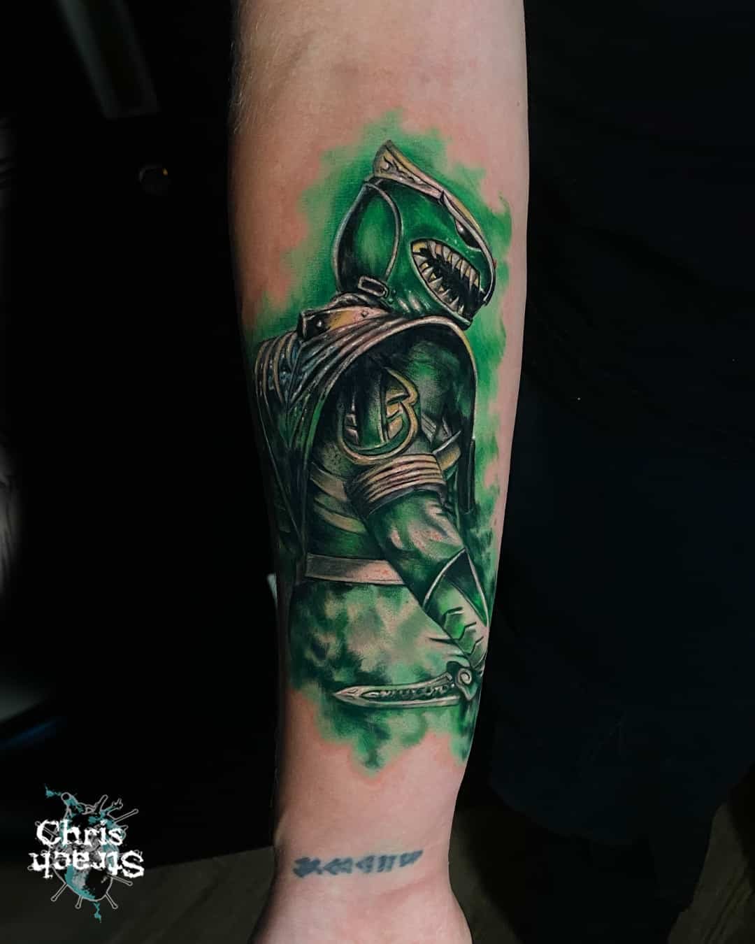 power-ranger-green-colour-tattoo-realistic-chris-Strach-forbidden-arts-tattoo-york.jpg