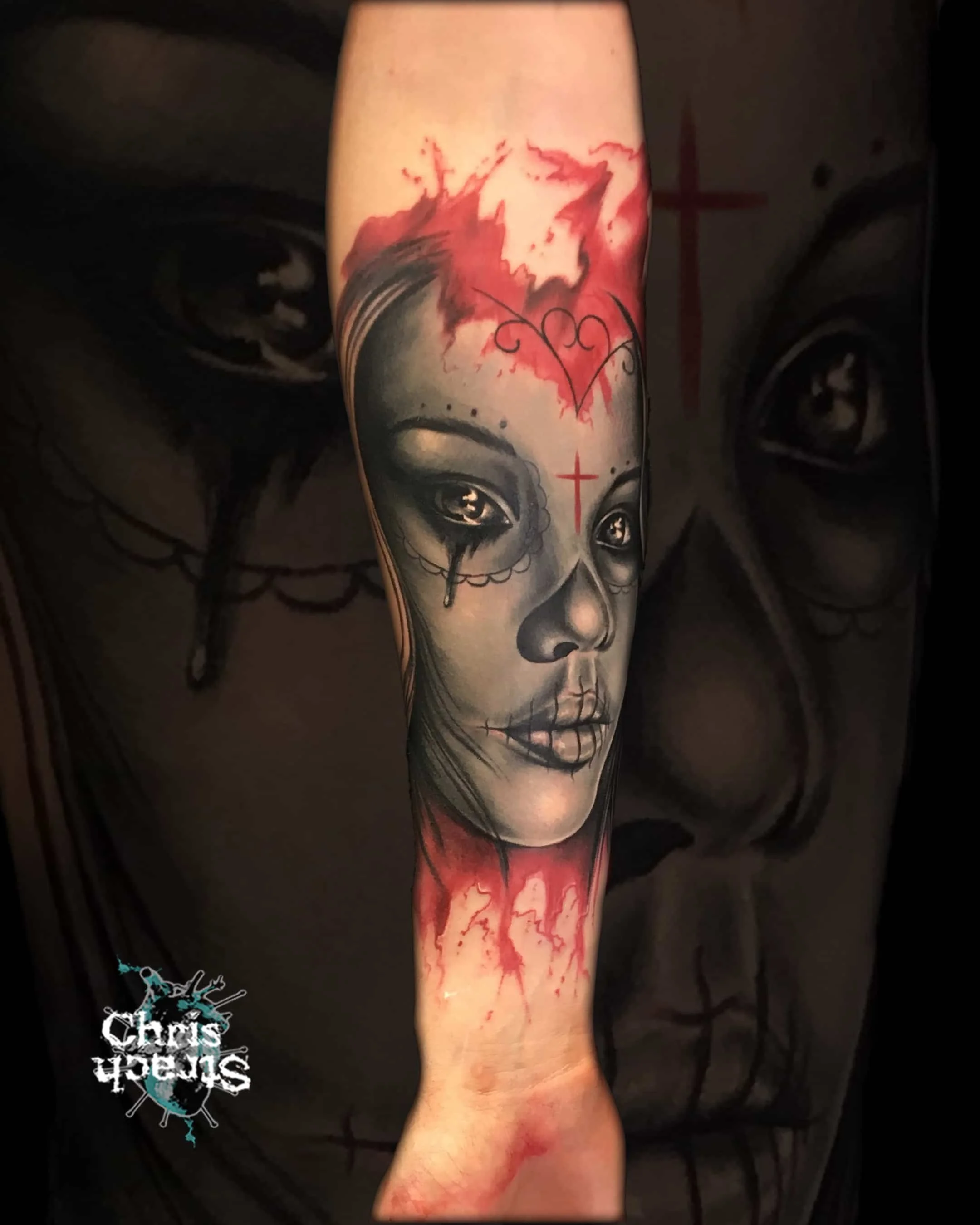 female-face-day-of-the-dead-tattoo-colour-chris-Strach-forbidden-arts-tattoo-york.jpg