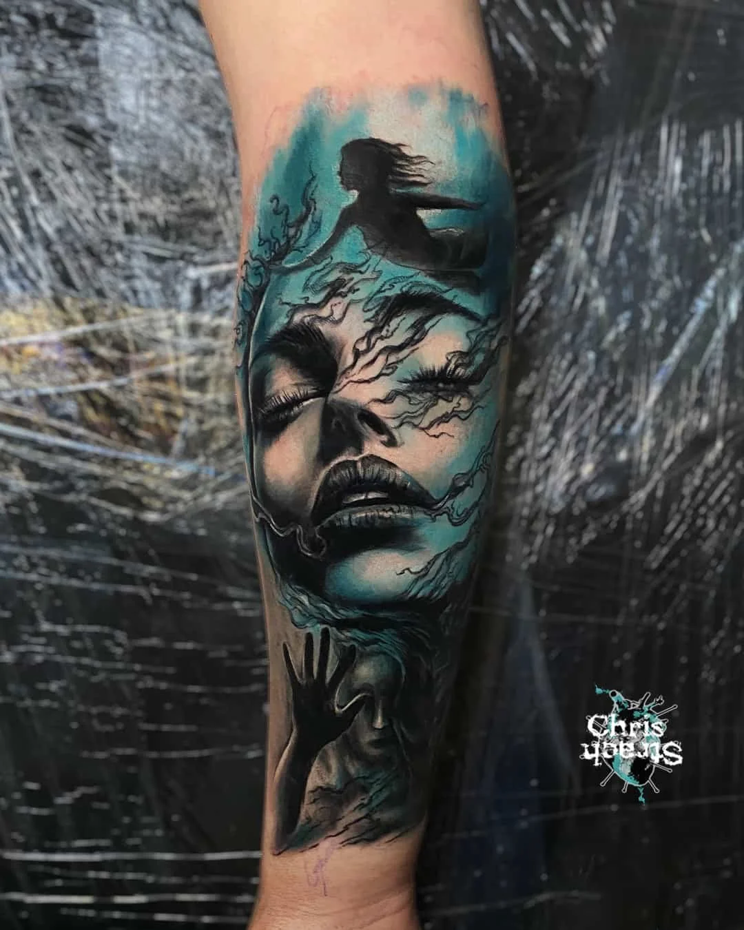 woman-swimming-horror-realistic-chris-Strach-forbidden-arts-tattoo-york.jpg