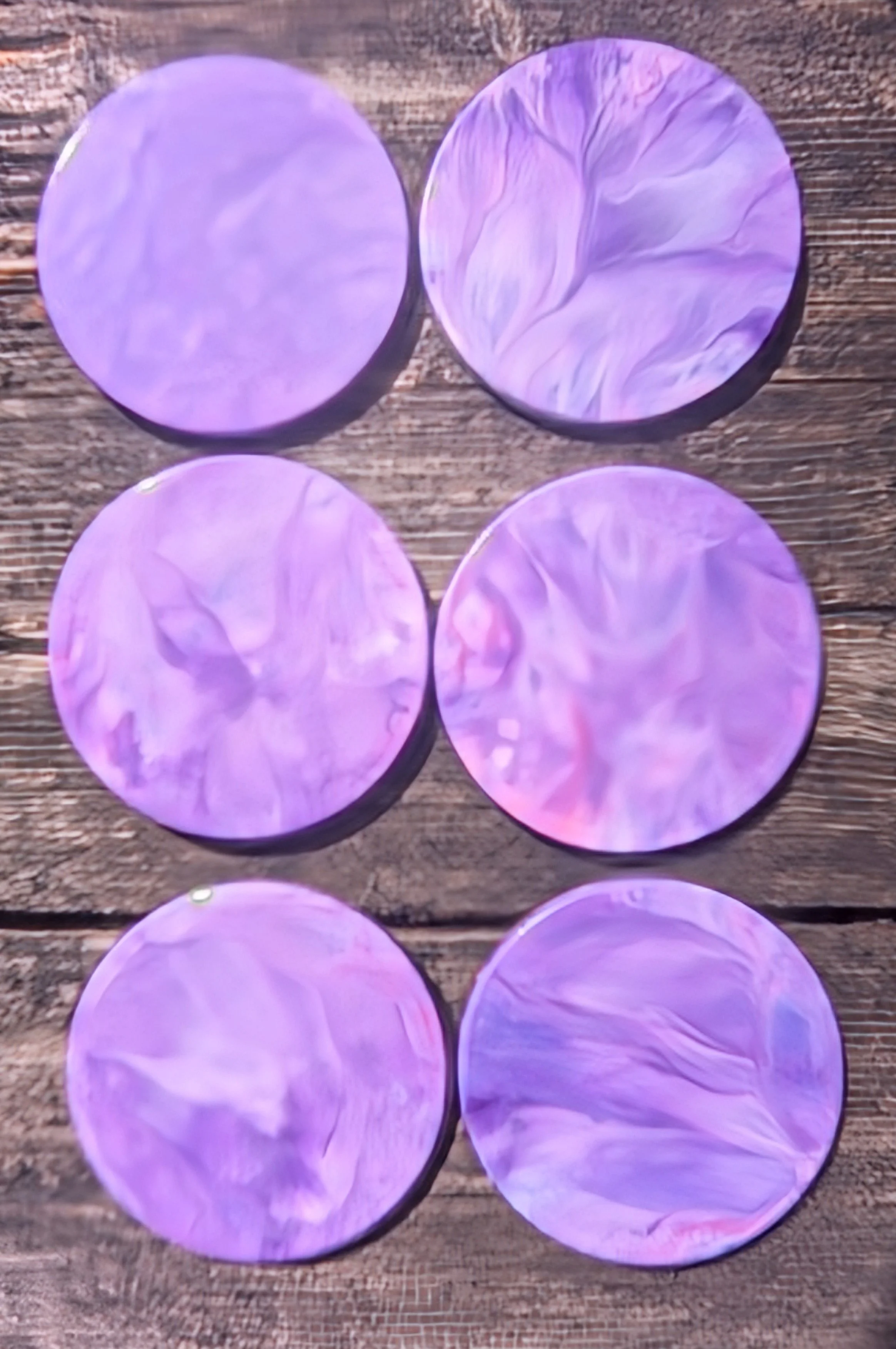Vibrant Acrylic Pour Art Tiles - Lilac - Set of 6