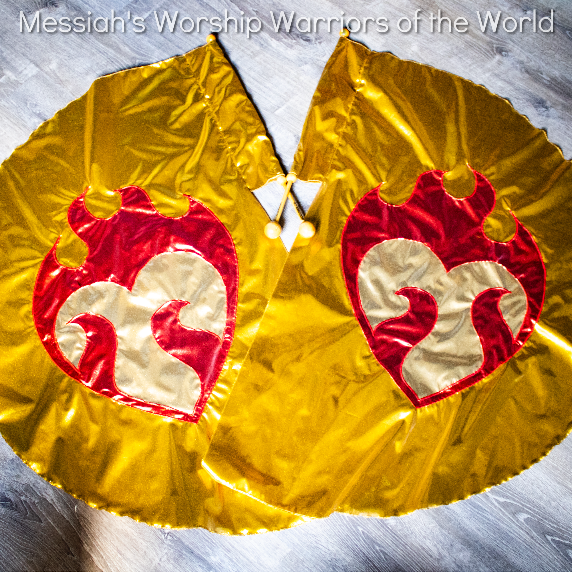 Pure Hearts on Fire Specialty Worship Praise Dance Spin Flags Set of 2 RODS INCLUDED