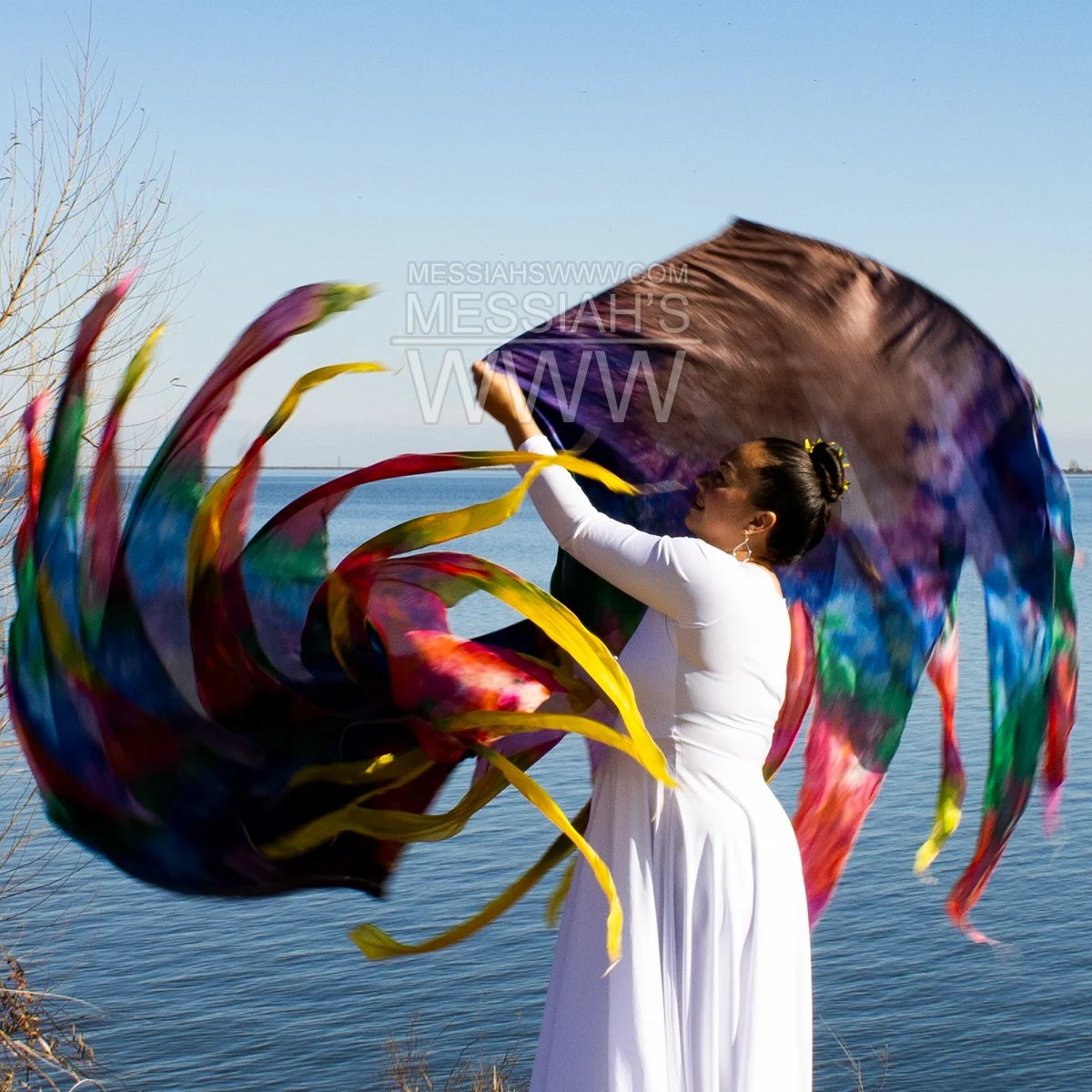 JOSEPH'S MANTLE PROPHETIC DANCE WORSHIP DANCE PRAISE LARGE SILK DYED SWING FLAGS