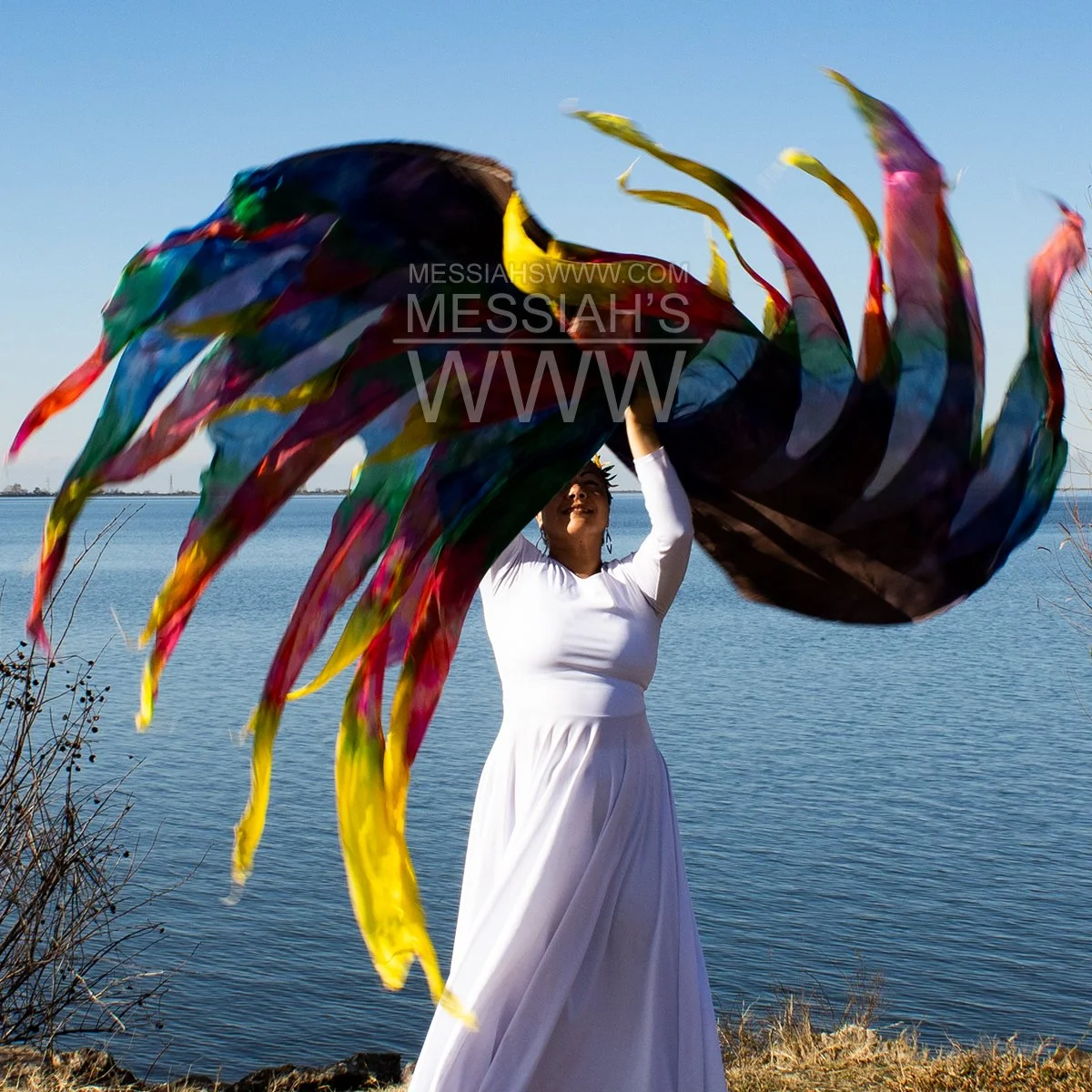 JOSEPH'S MANTLE PROPHETIC DANCE WORSHIP DANCE PRAISE LARGE SILK DYED SWING FLAGS