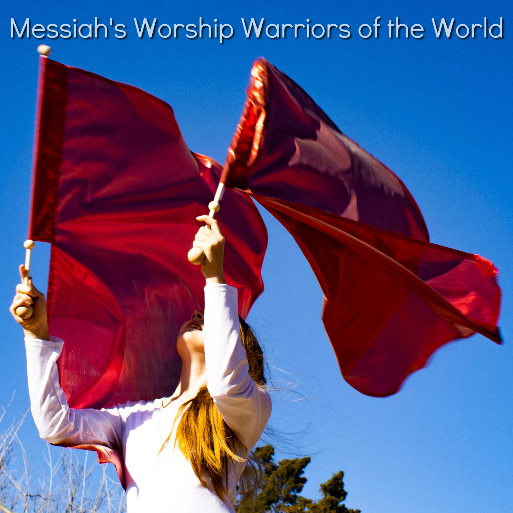 RED SINGLE LAYERED WORSHIP PRAISE DANCE SPIN-TUBE FLAGS TABERNACLES EDITION