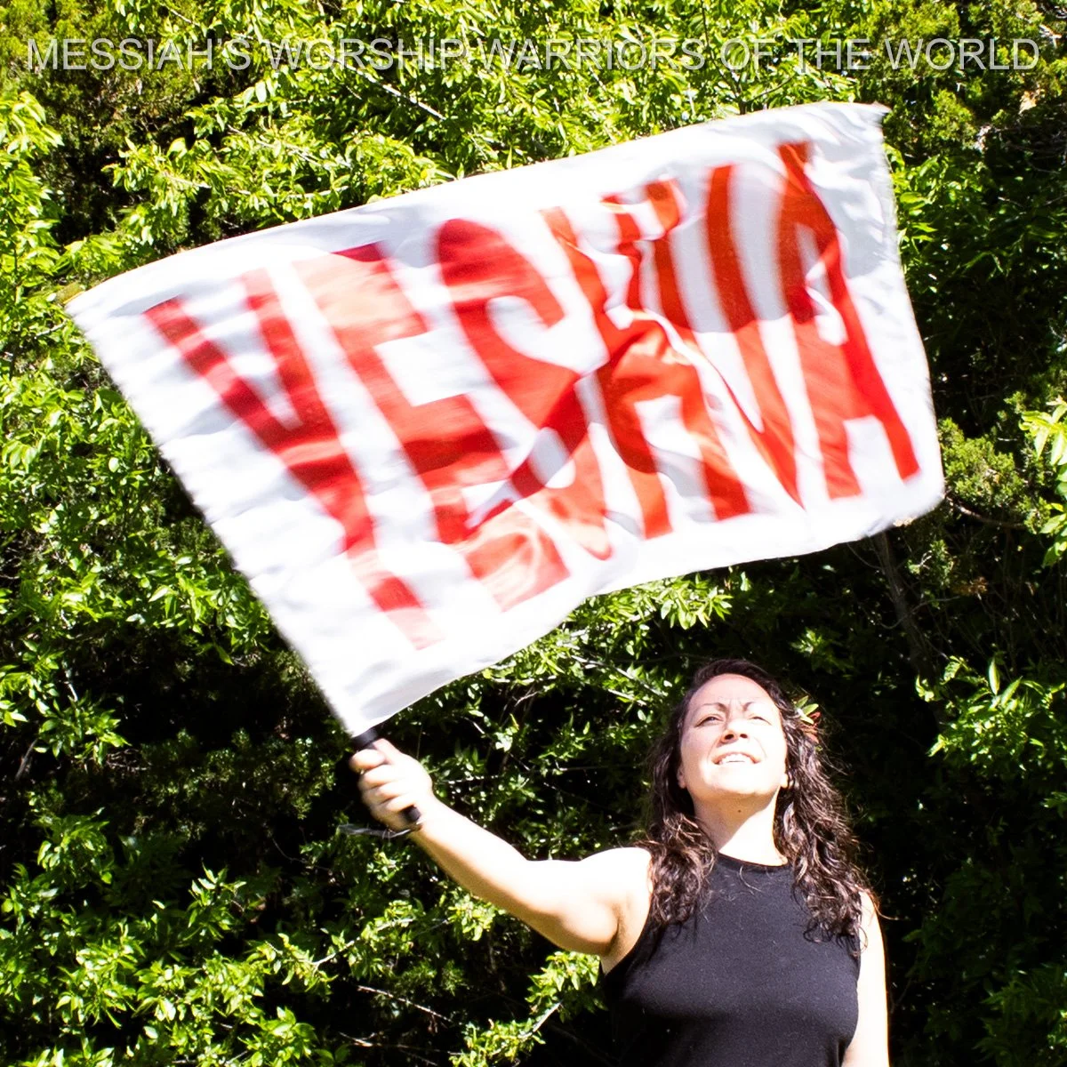 Red & White Yeshua Worship Praise Dance Banner