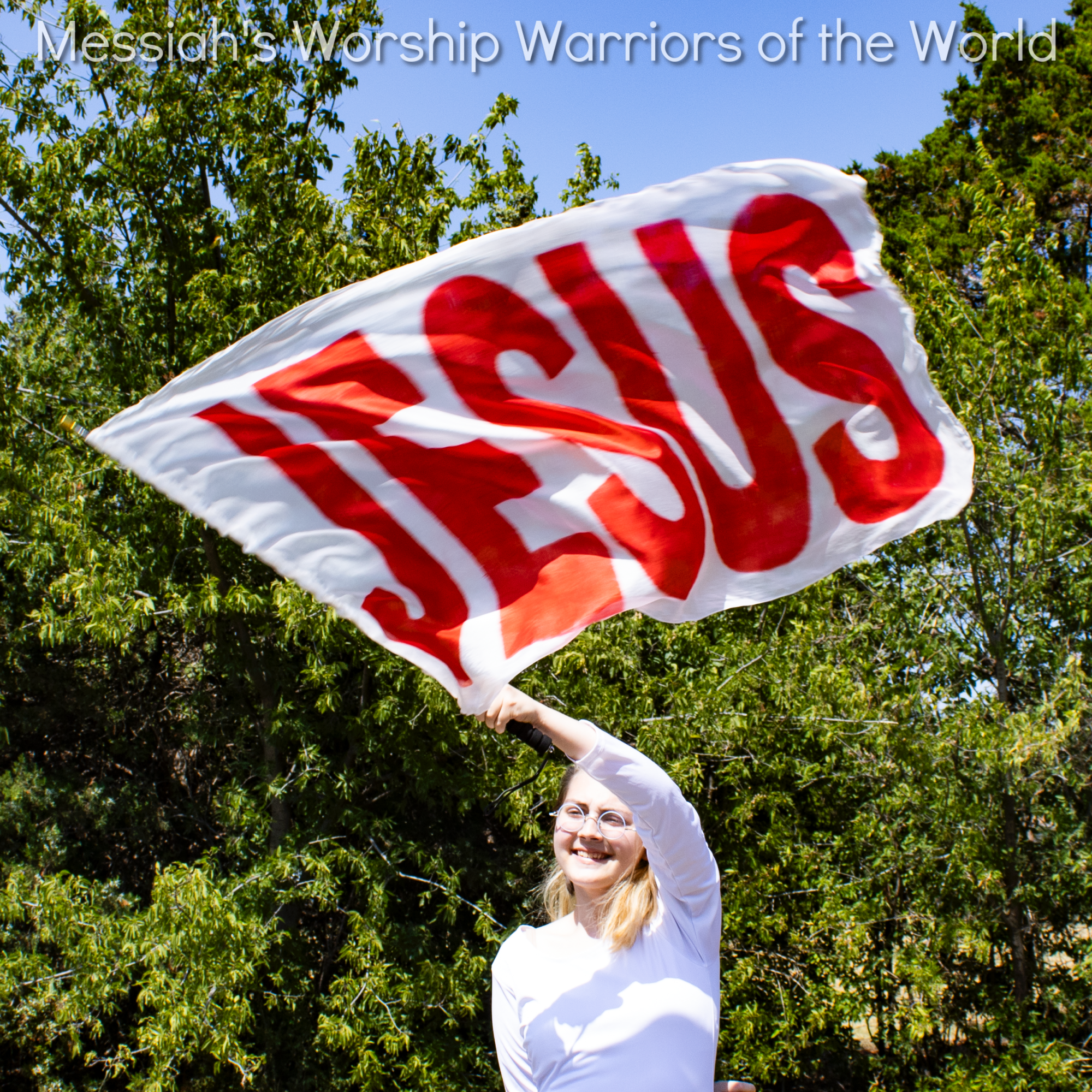 Red & White Jesus Worship Praise Dance Banner
