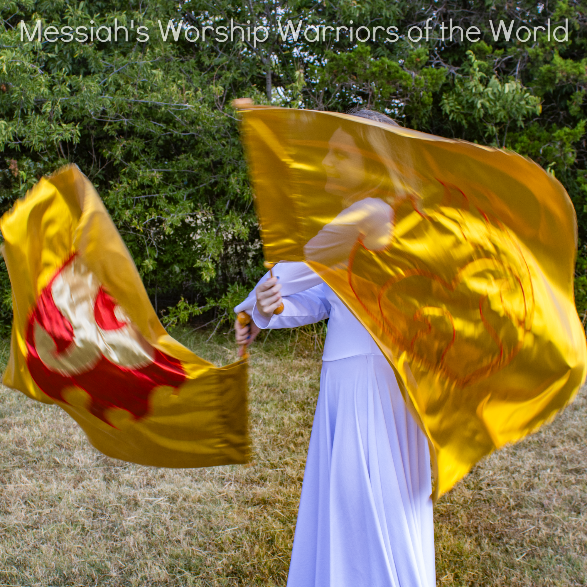 Pure Hearts on Fire Specialty Worship Praise Dance Spin Flags Set of 2 RODS INCLUDED