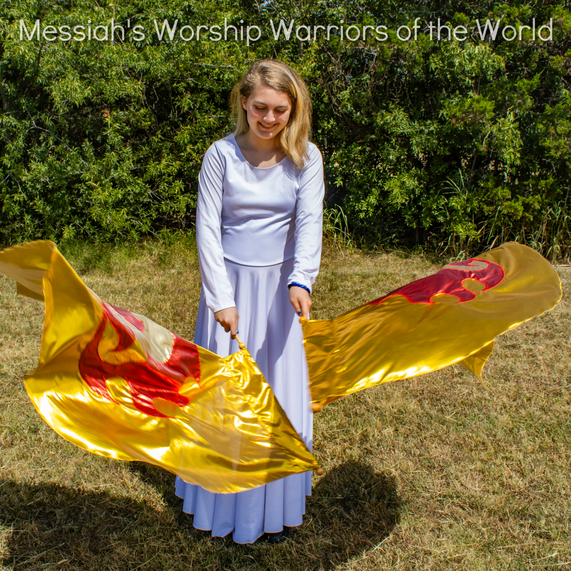 Pure Hearts on Fire Specialty Worship Praise Dance Spin Flags Set of 2 RODS INCLUDED