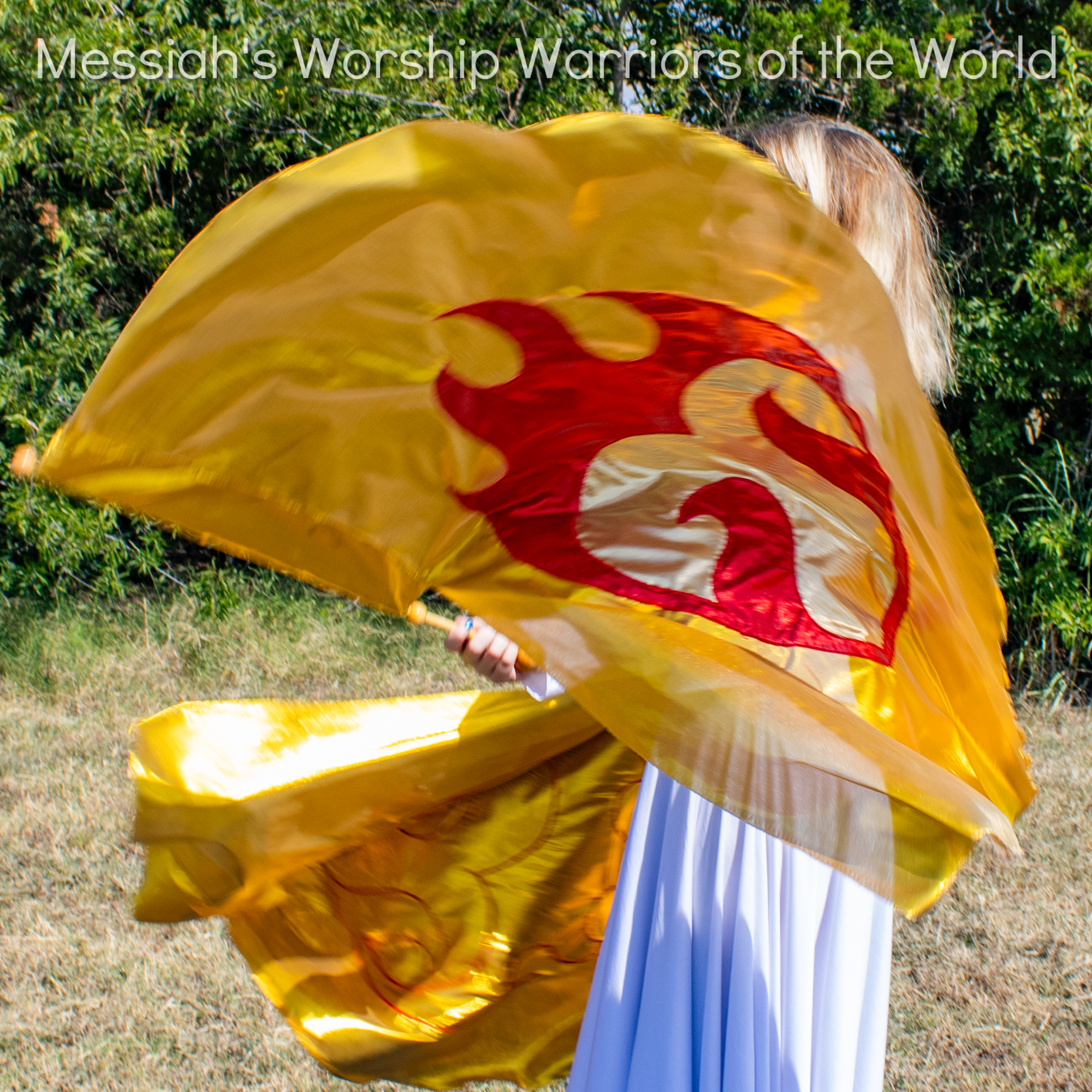 Pure Hearts on Fire Specialty Worship Praise Dance Spin Flags Set of 2 RODS INCLUDED