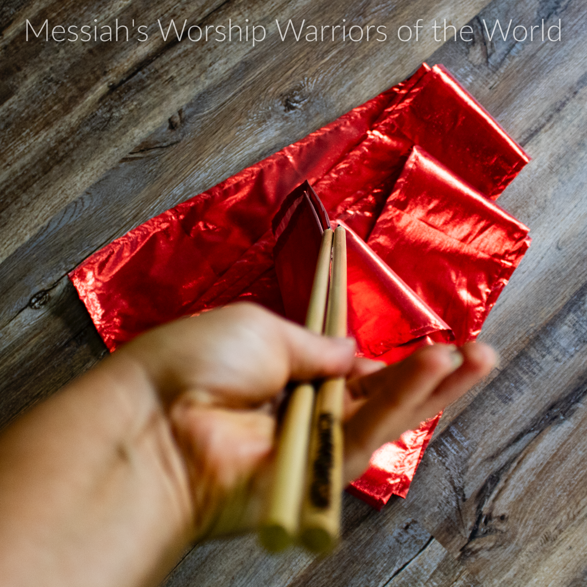 Red worship streamers. Red represents the blood of Christ, love, and passion.