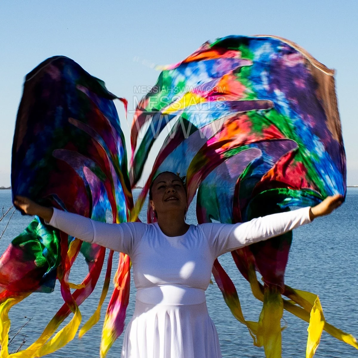 JOSEPH'S MANTLE PROPHETIC DANCE WORSHIP DANCE PRAISE LARGE SILK DYED SWING FLAGS