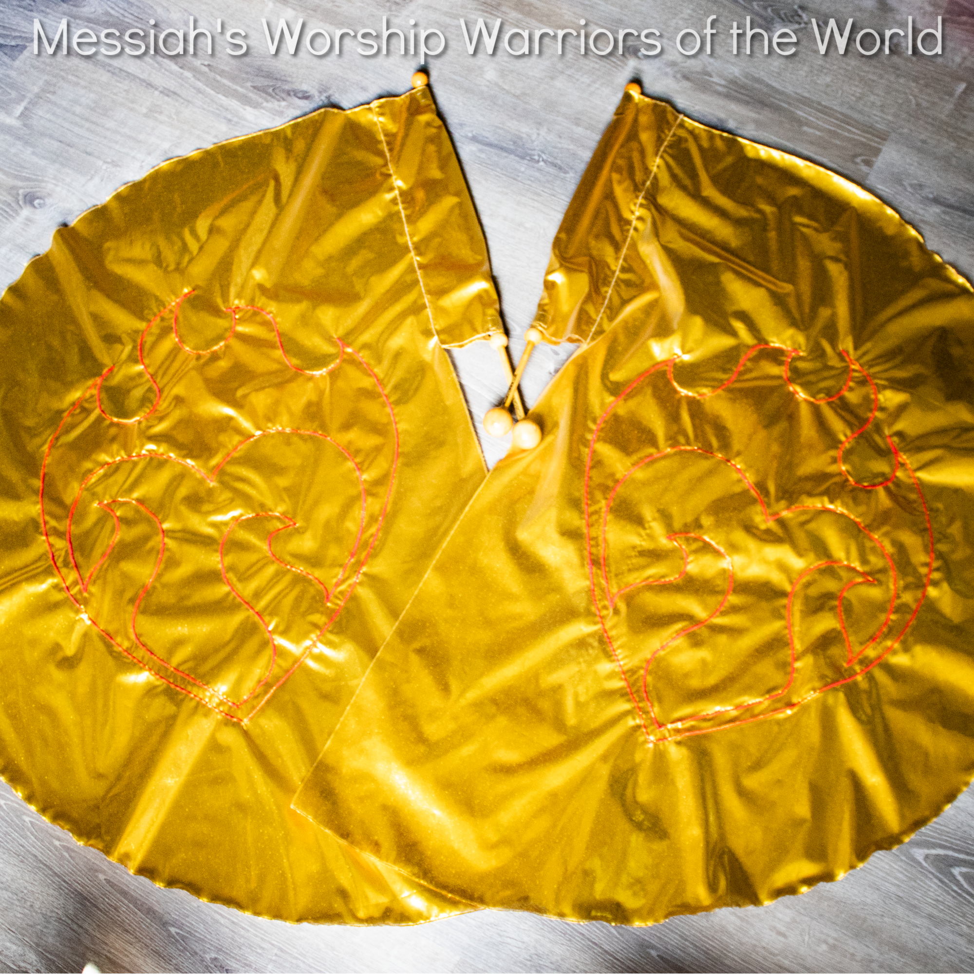 Pure Hearts on Fire Specialty Worship Praise Dance Spin Flags Set of 2 RODS INCLUDED