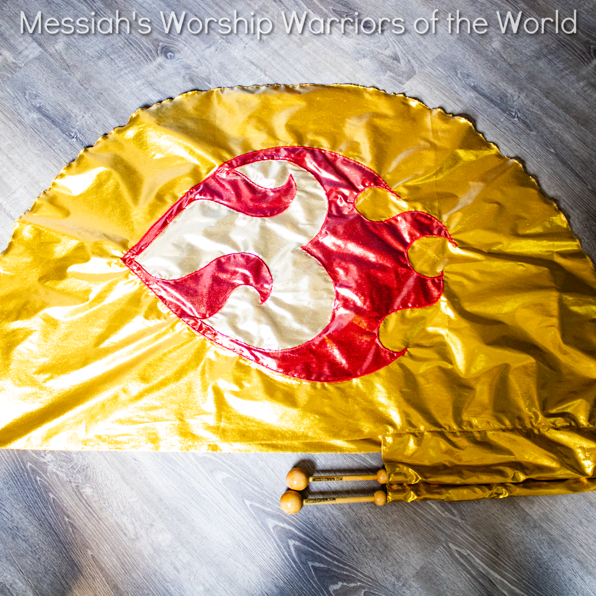 Pure Hearts on Fire Specialty Worship Praise Dance Spin Flags Set of 2 RODS INCLUDED