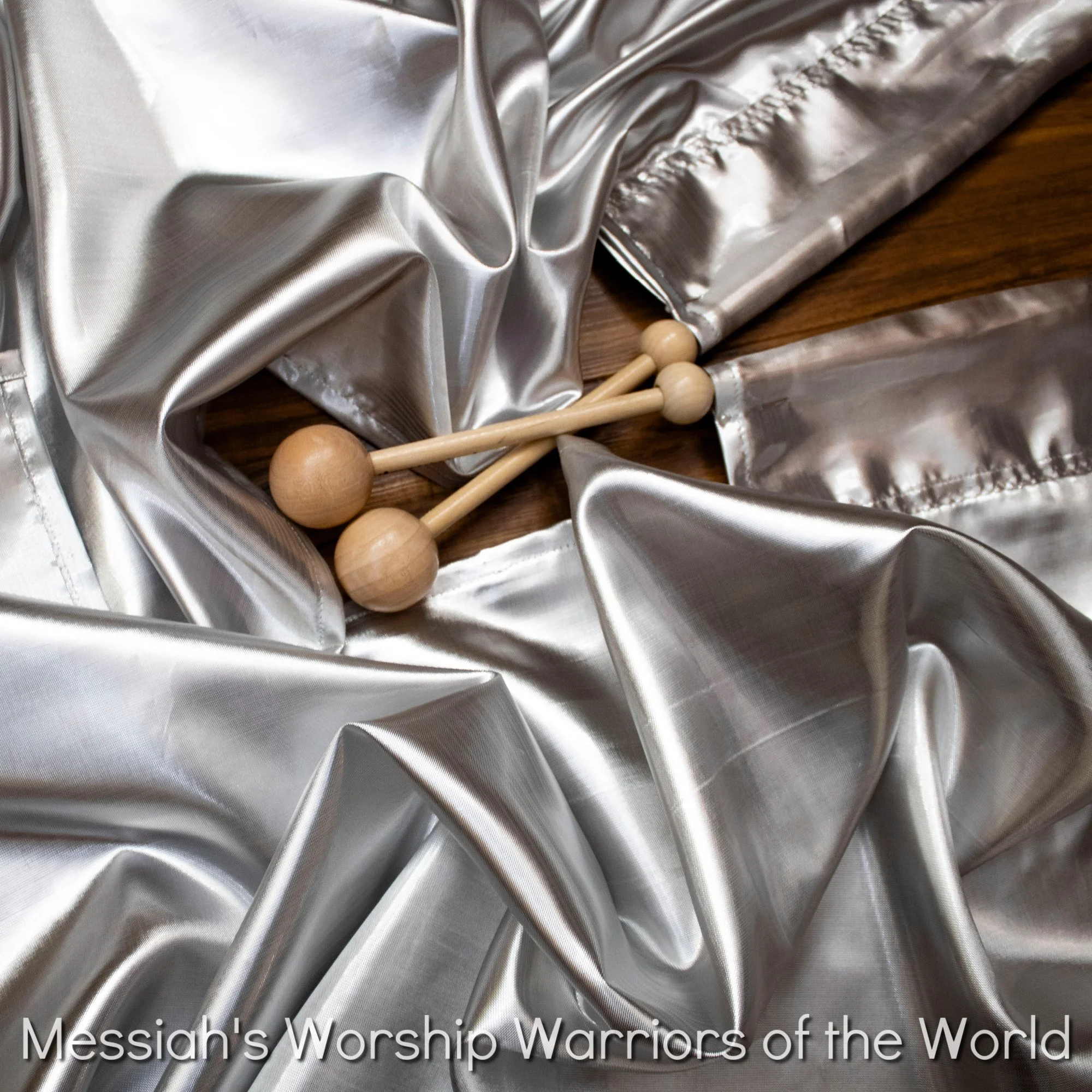 SILVER SINGLE LAYERED WORSHIP PRAISE DANCE SPIN-TUBE FLAGS