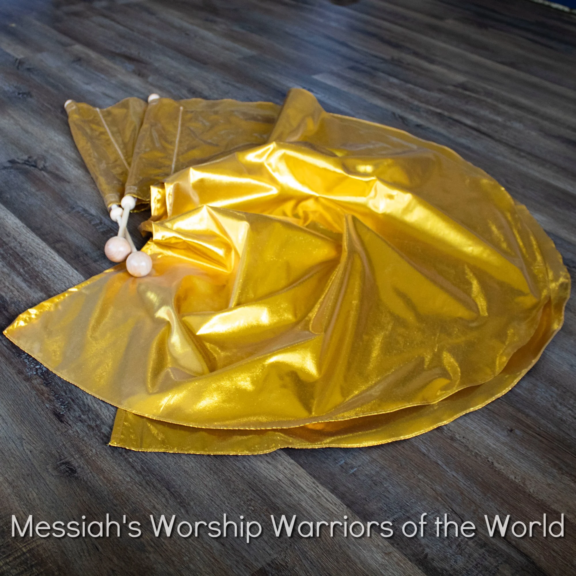 Vibrant Yellow Gold Single Layered Worship Praise Dance Spin Flags Tabernacles Edition Set of 2 RODS INCLUDED. Gold represents the Glory of God and wealth in the Bible.