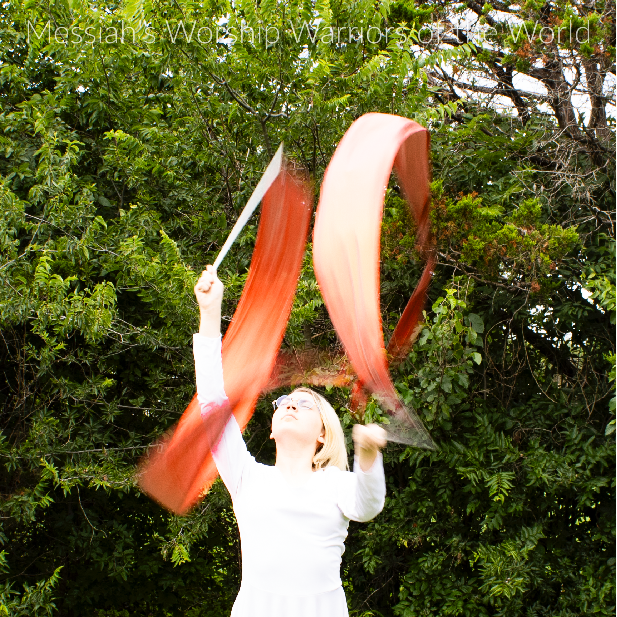 Red worship streamers. Red represents the blood of Christ, love, and passion.