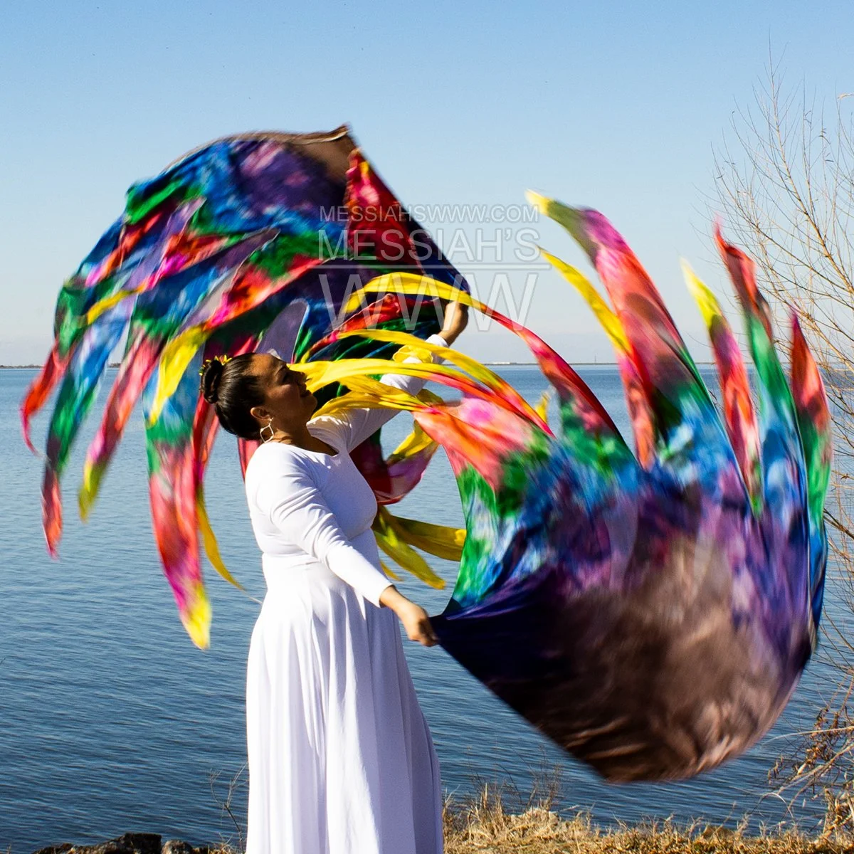 JOSEPH'S MANTLE PROPHETIC DANCE WORSHIP DANCE PRAISE LARGE SILK DYED SWING FLAGS