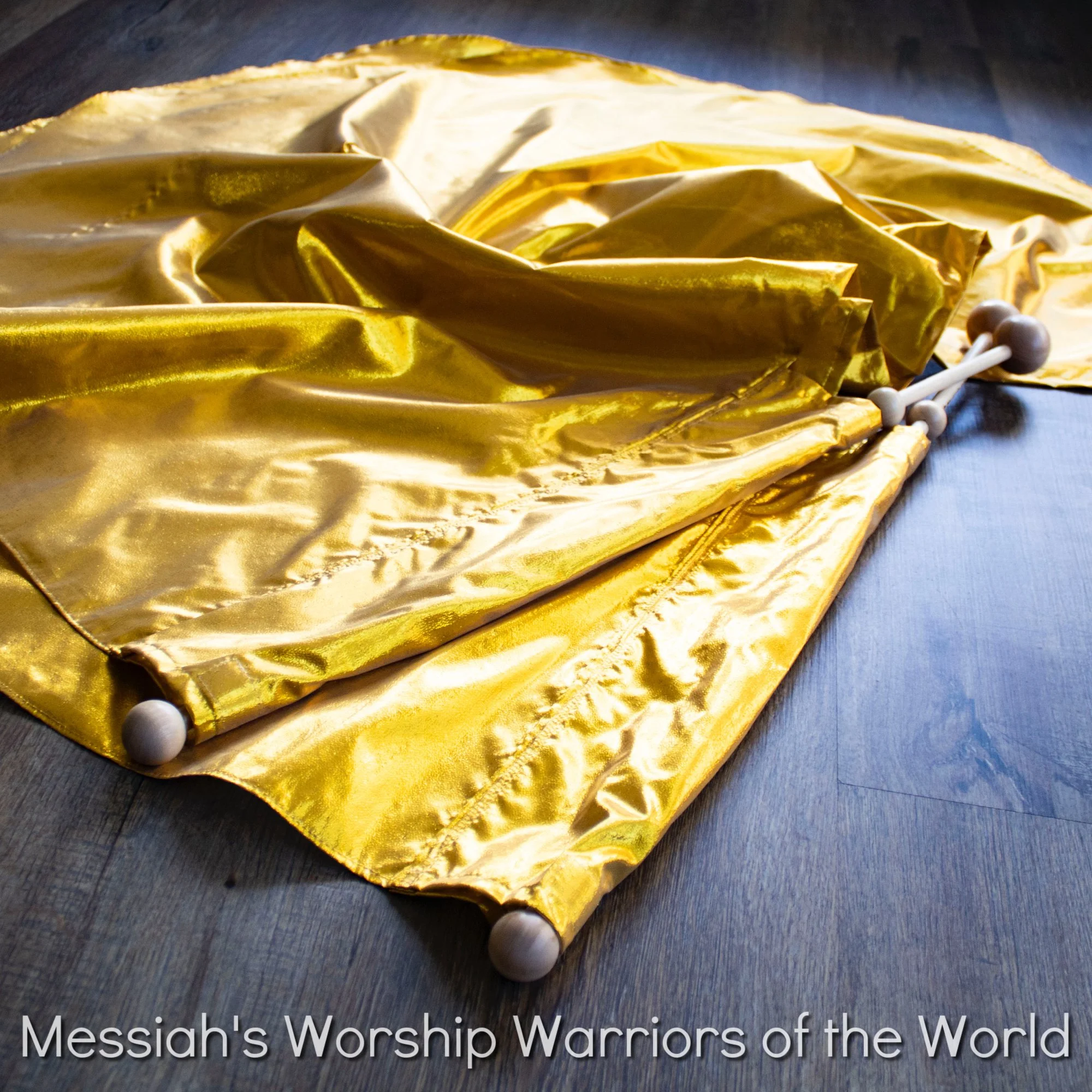 Vibrant Yellow Gold Single Layered Worship Praise Dance Spin Flags Tabernacles Edition Set of 2 RODS INCLUDED. Gold represents the Glory of God and wealth in the Bible.