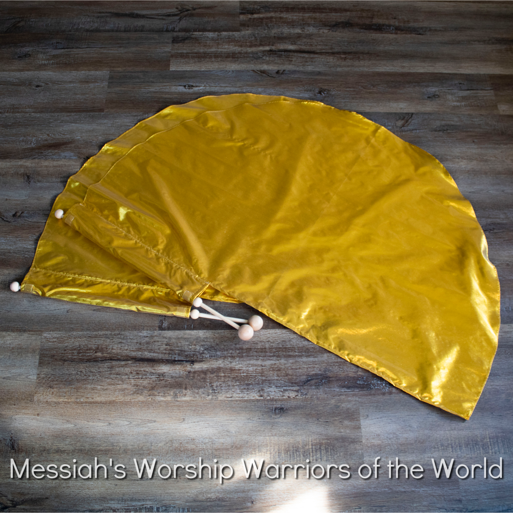 Vibrant Yellow Gold Single Layered Worship Praise Dance Spin Flags Tabernacles Edition Set of 2 RODS INCLUDED. Gold represents the Glory of God and wealth in the Bible.