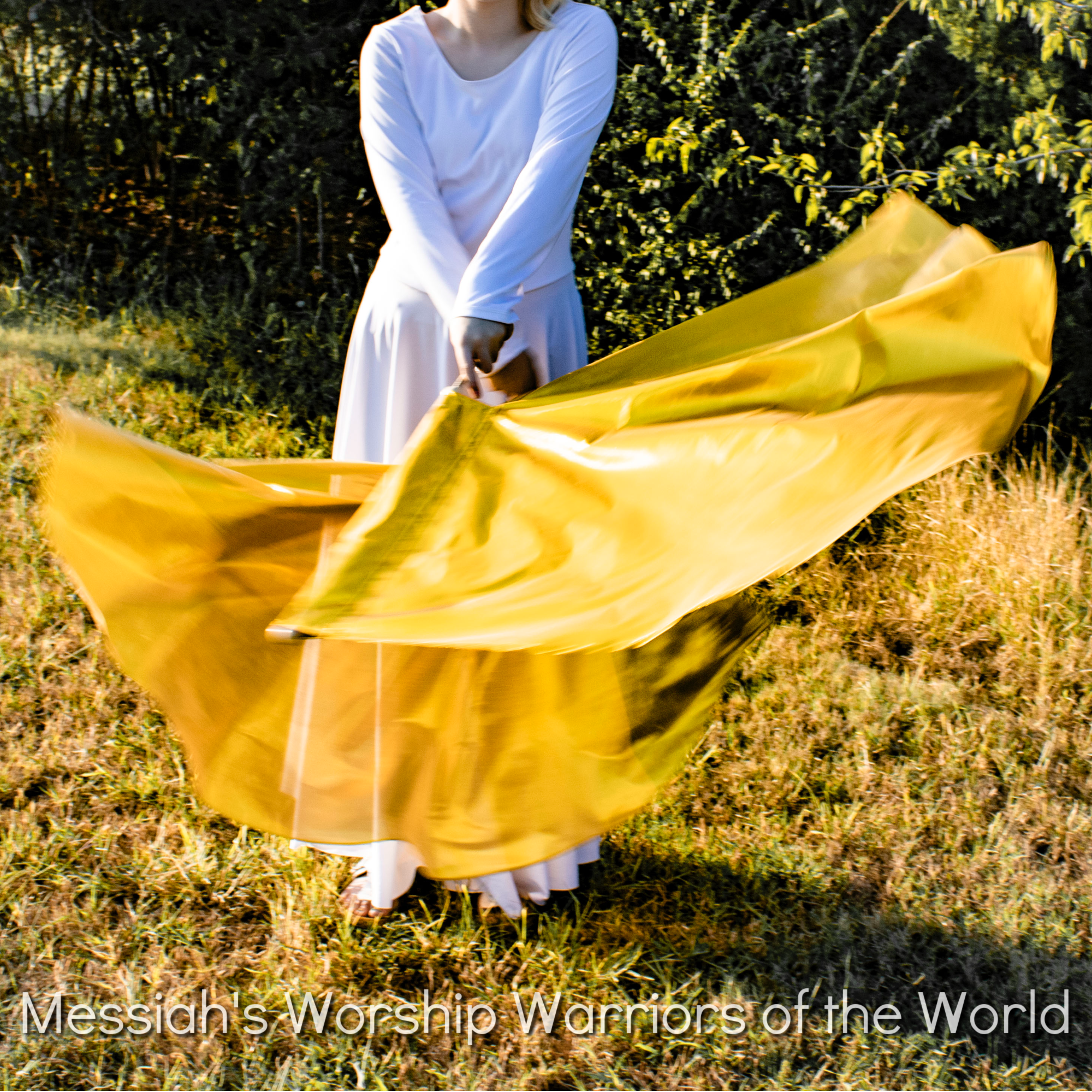 Vibrant Yellow Gold Single Layered Worship Praise Dance Spin Flags Tabernacles Edition Set of 2 RODS INCLUDED. Gold represents the Glory of God and wealth in the Bible.