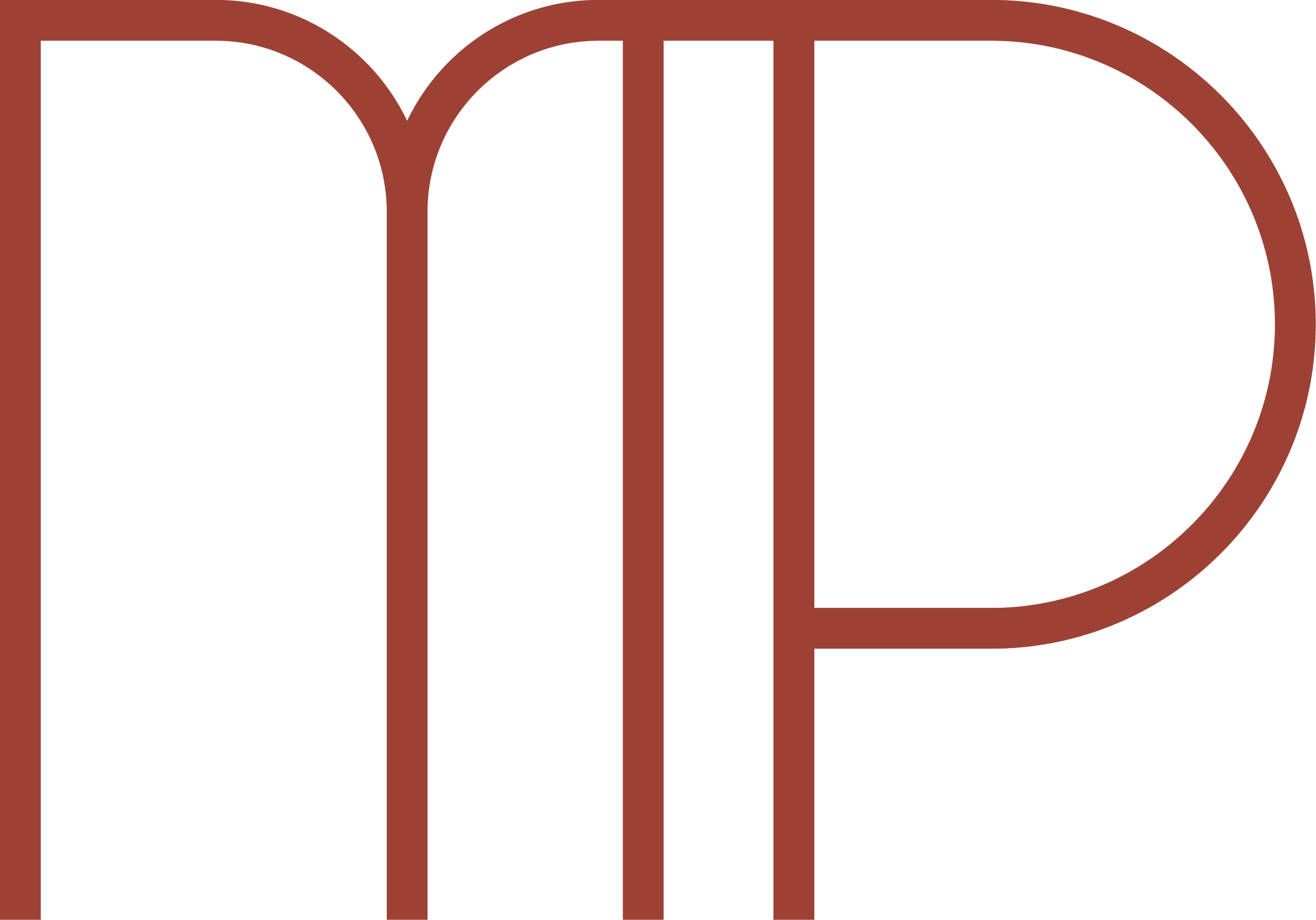 Logo du cabinet du Dr Marc Pividori, M et P rouge sur fond blanc