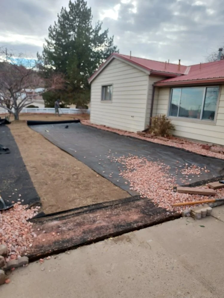 Gravel yard installation on Deer Dancer Drive in Aztec NM by Priddy Landscaping and Irrigation