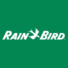 Rain Bird logo with green background and white text