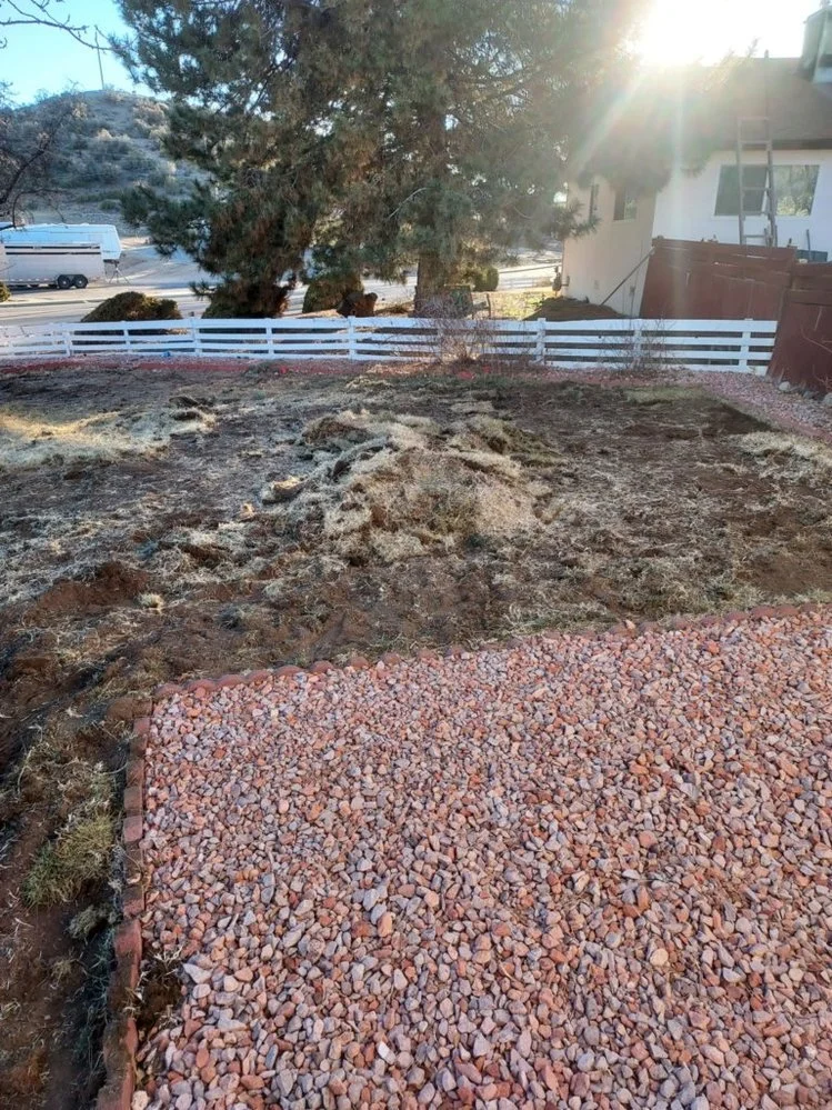 Residential gravel installation handled by Priddy Landscaping and Irrigation near Club House Drive in Farmington NM