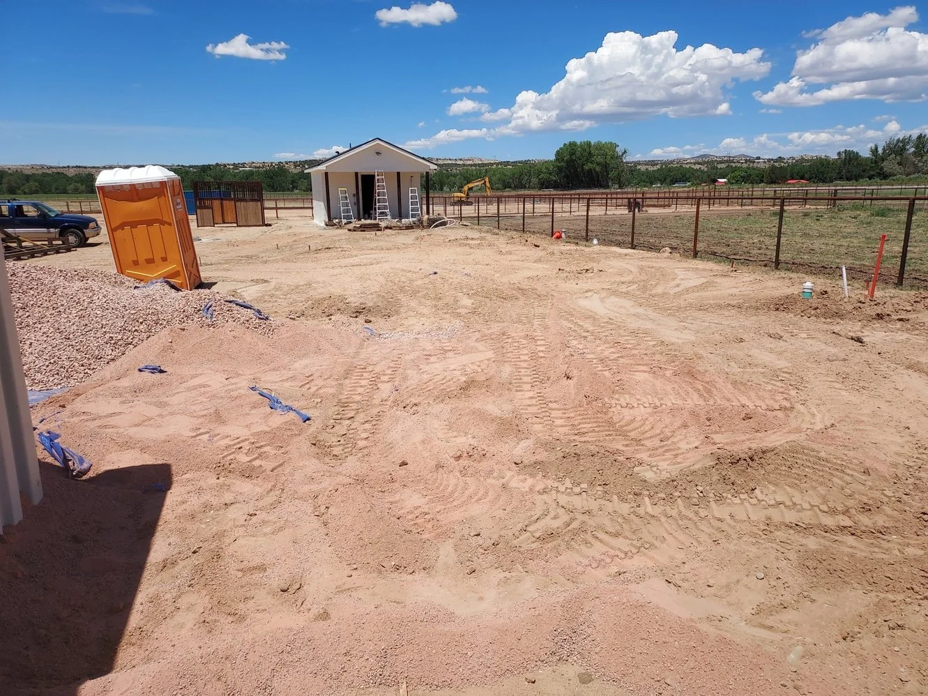 Residential gravel installation on Blancett Drive in Aztec NM by Priddy Landscaping and Irrigation