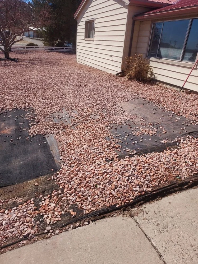 Gravel driveway replacement completed near Club House Drive in Farmington NM by Priddy Landscaping and Irrigation