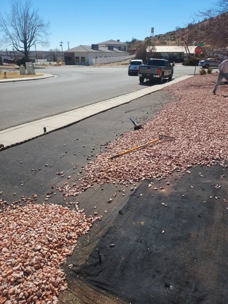 Gravel yard cleanup completed on Ensenada Way in Farmington NM by Priddy Landscaping and Irrigation