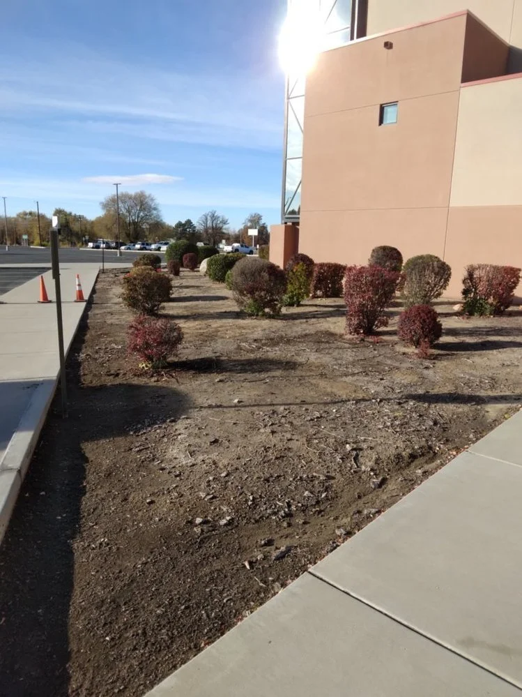 Low-maintenance gravel landscaping on Sagebrush Drive in Aztec NM by Priddy Landscaping and Irrigation