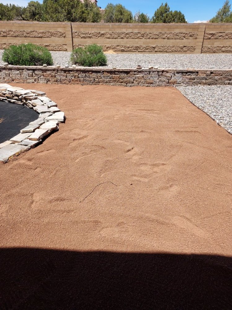 Gravel installation project finished by Priddy Landscaping and Irrigation on Naples Drive in Farmington NM
