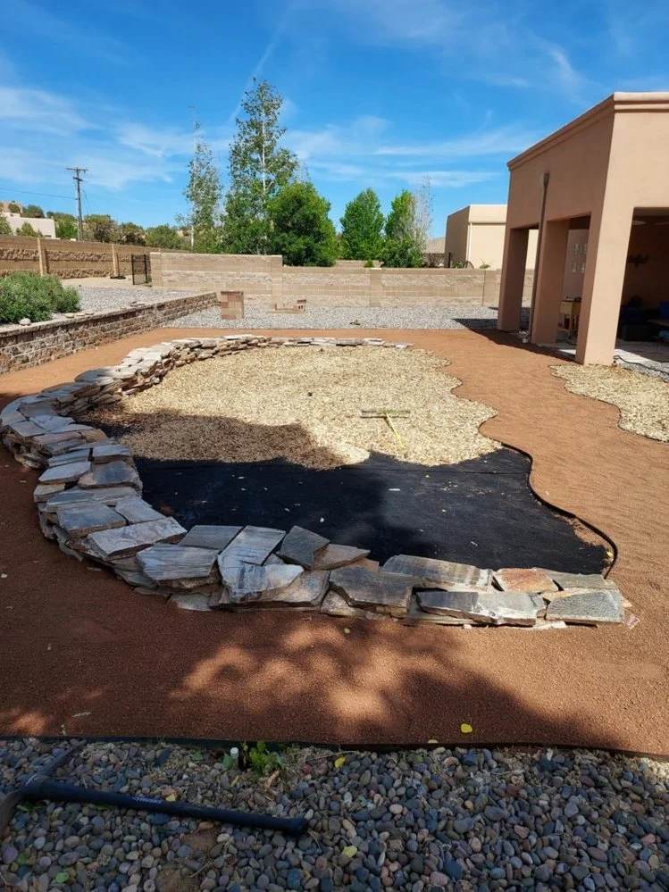 Residential gravel installation in Farmington NM by Priddy Lawn Care