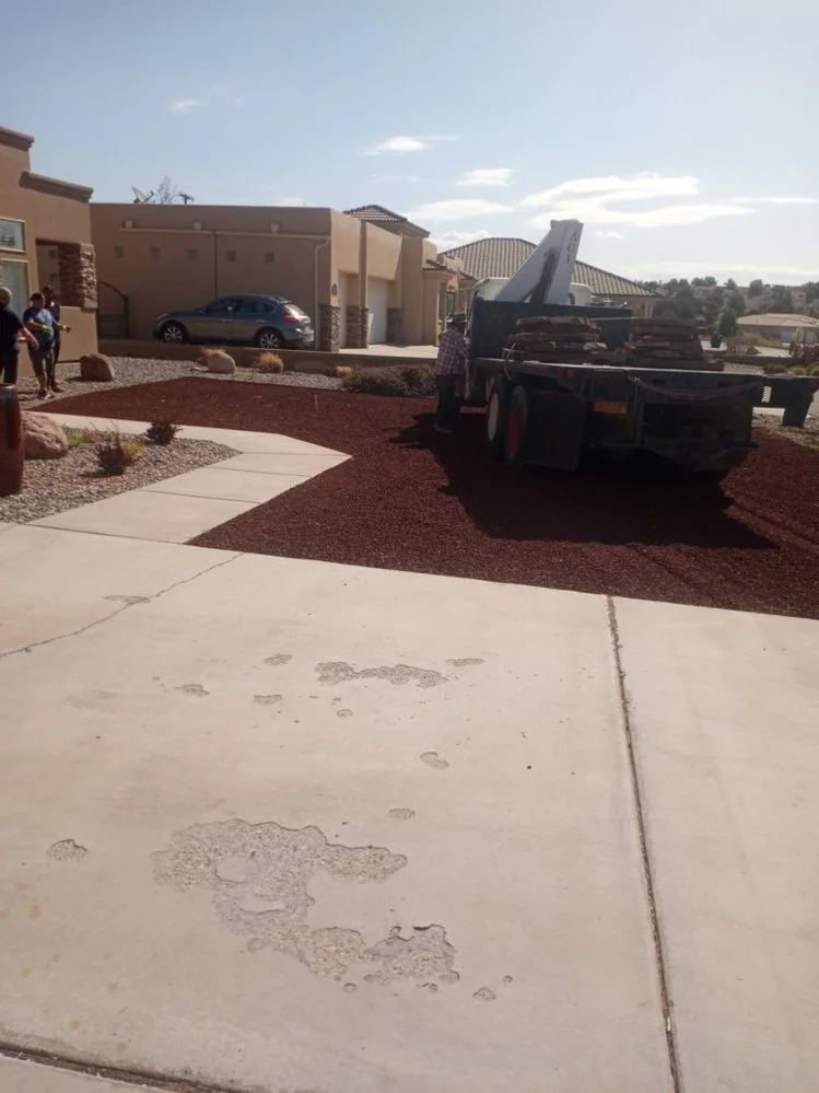 Residential gravel installation in Farmington NM by Priddy Lawn Care