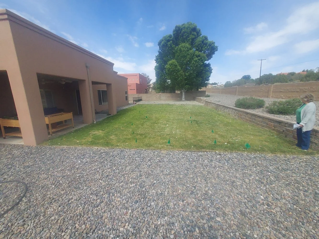 Residential gravel installation on Blancett Drive in Aztec NM by Priddy Landscaping and Irrigation