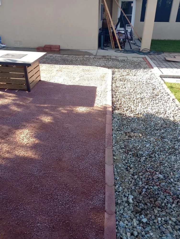Weed barrier and gravel installation completed on Sandstone Drive in Farmington NM by Priddy Landscaping and Irrigation