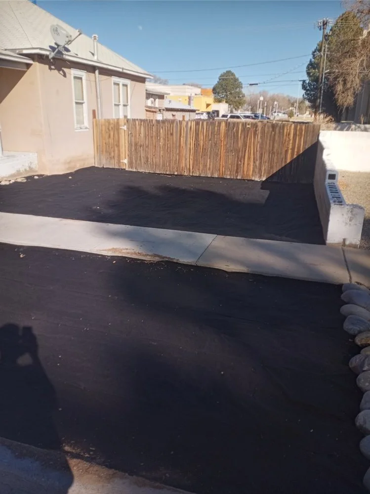 Gravel driveway installed by Priddy Landscaping and Irrigation along Bloomfield Boulevard in Bloomfield NM