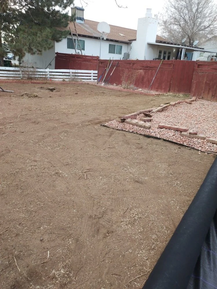 Professional gravel yard installation by Priddy Landscaping and Irrigation on Lakewood Street in Farmington NM
