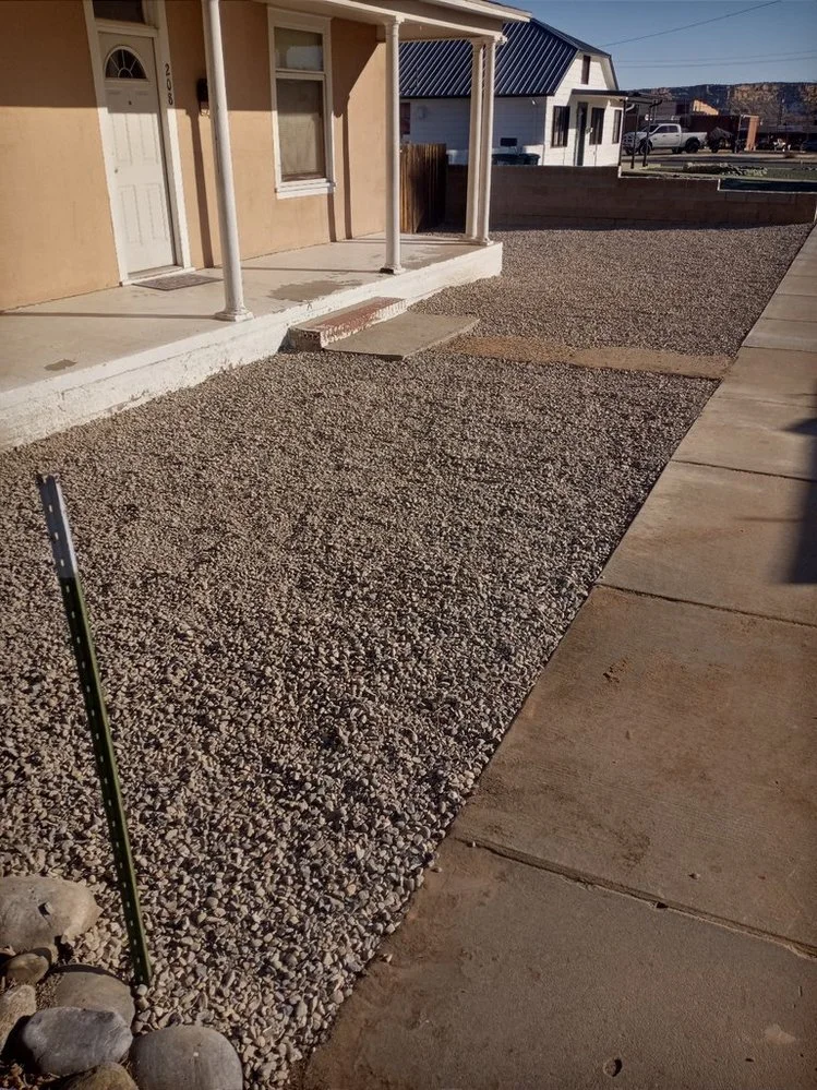 Gravel installation by Priddy Landscaping in Farmington NM near Main Street