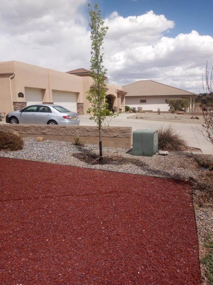 Residential gravel installation on Auburn Drive in Farmington NM by Priddy Landscaping and Irrigation