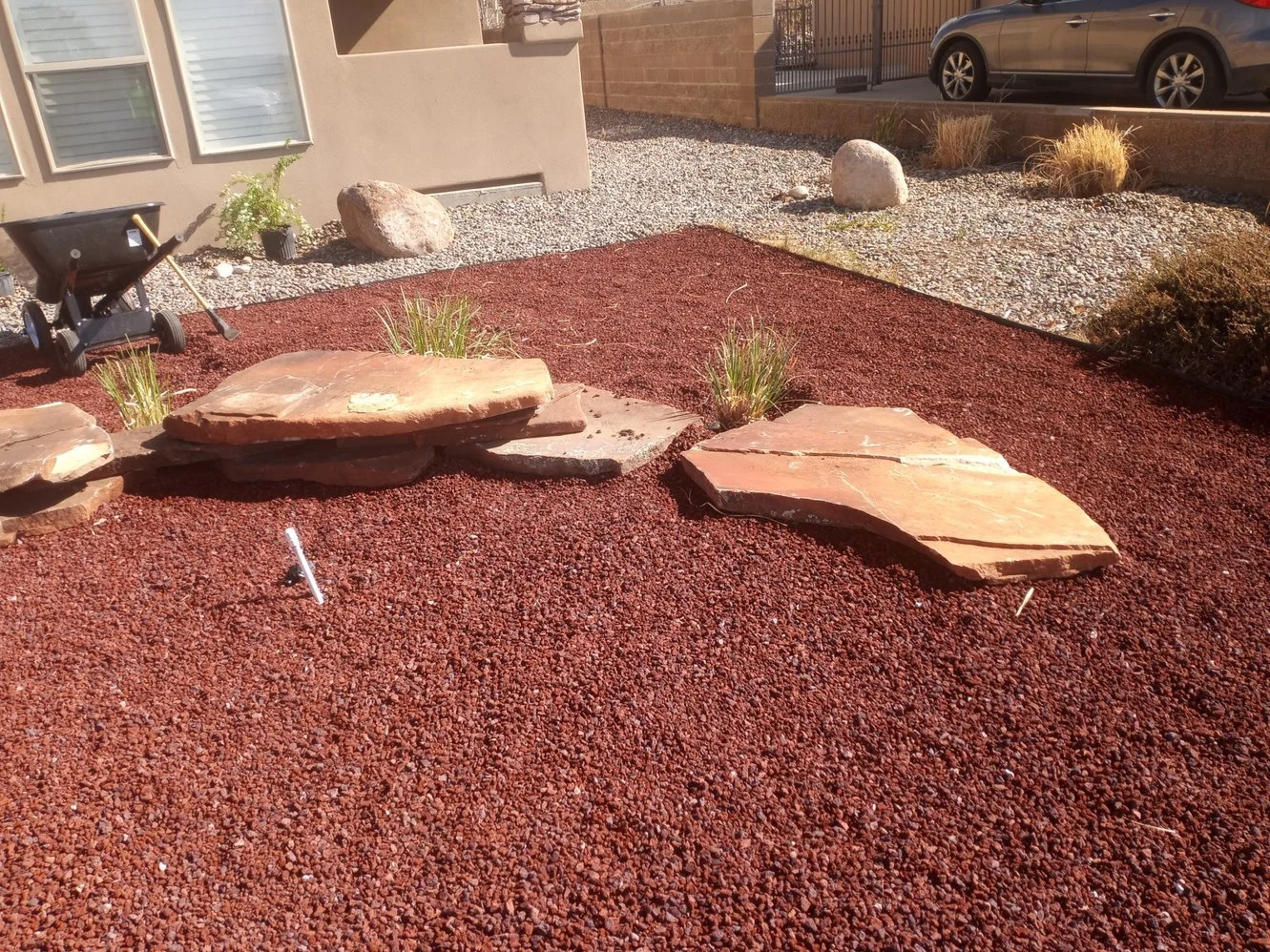 Professional gravel yard installation by Priddy Landscaping and Irrigation on Ruins Road in Aztec NM
