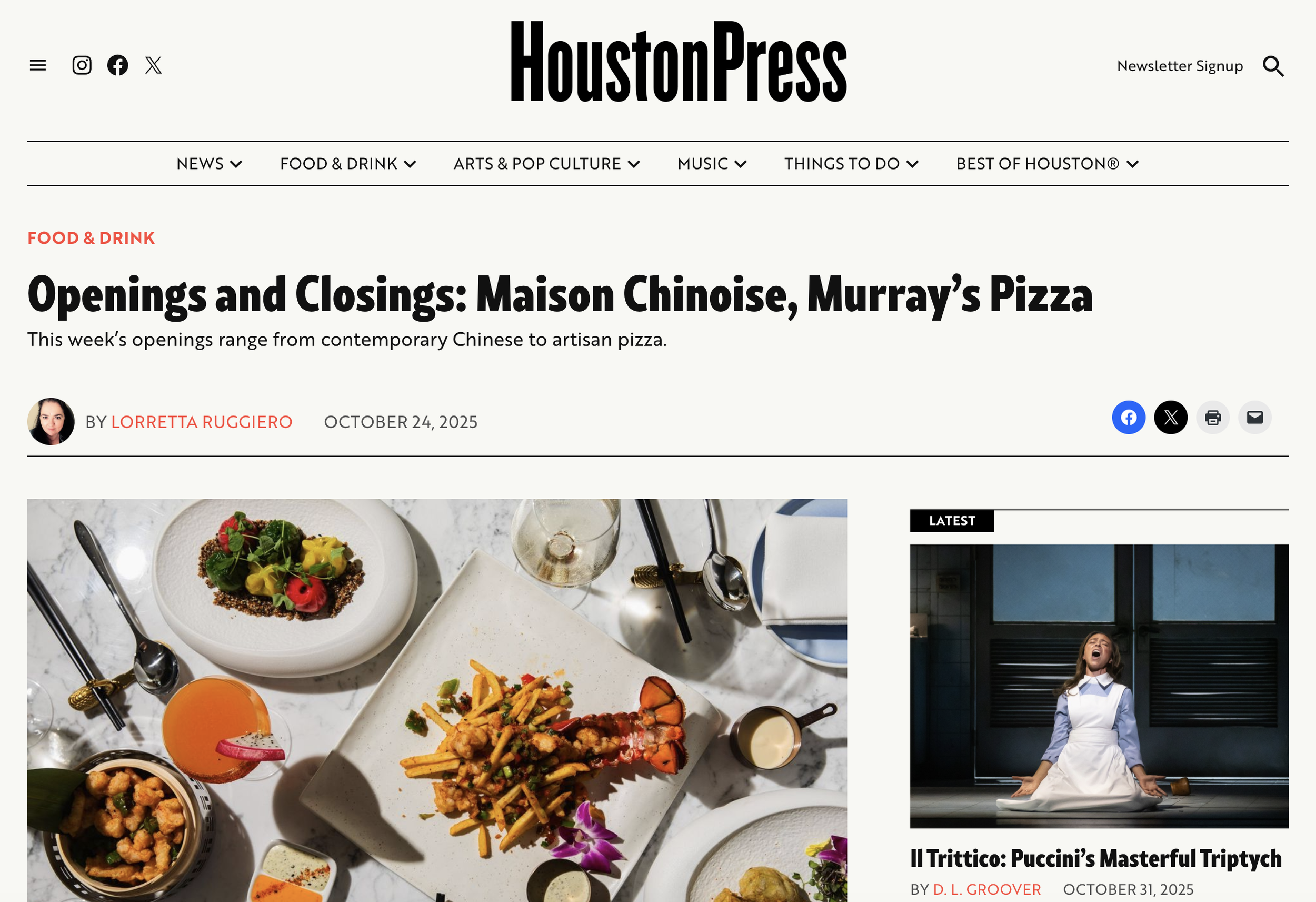 HoustonPress, Openings and Closings: Maison Chinoise, Murray's Pizza
