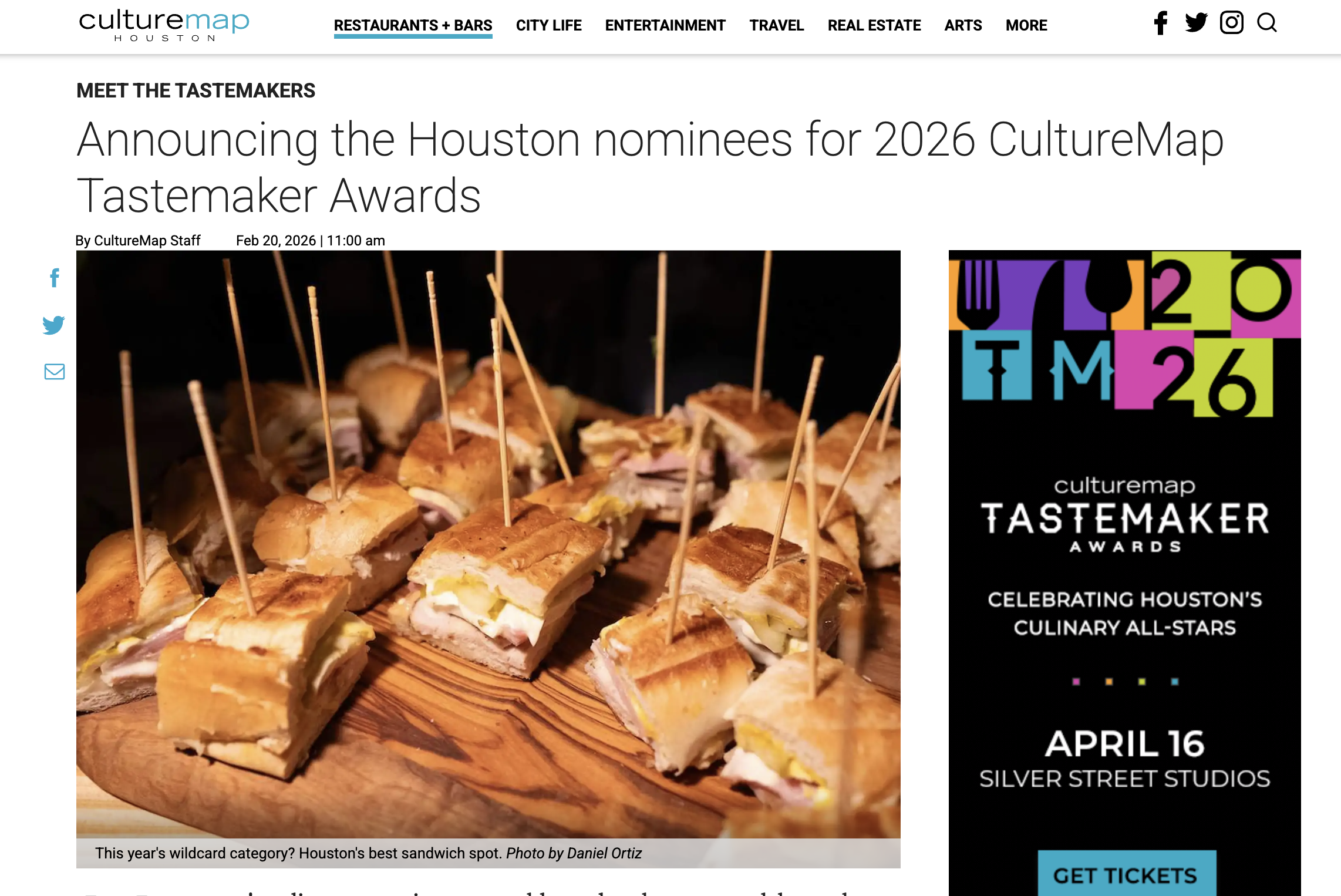 CultureMap, Best New Restaurant Nominee